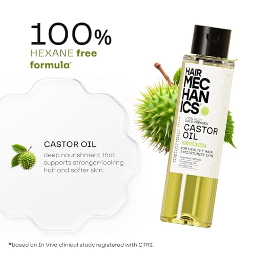 Image of 100% Pure Cold Pressed Castor Oil | Hexane Free | Unrefined & Plant Based | Multi-Use Oil for Hair Growth & Thickness | Supports Eyebrows & Lashes | Scalp Care | Deep Skin Moisturizing | Non-Sticky | 100ml