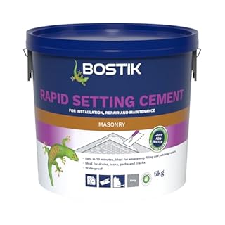 Bostik Rapid Setting Cement 5kg - Fast-Setting 20 Minute Waterproof Repair Mortar - Ready Mixed, Just Add Water - Strong & Durable - For Drain Repairs & Concrete Fixing - Indoor & Outdoor Use