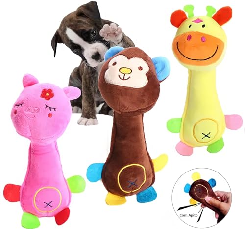 Brinquedo Pet Pelúcia Para Cães Cachorros - Happy Day com Apito (Macaco Marrom)
