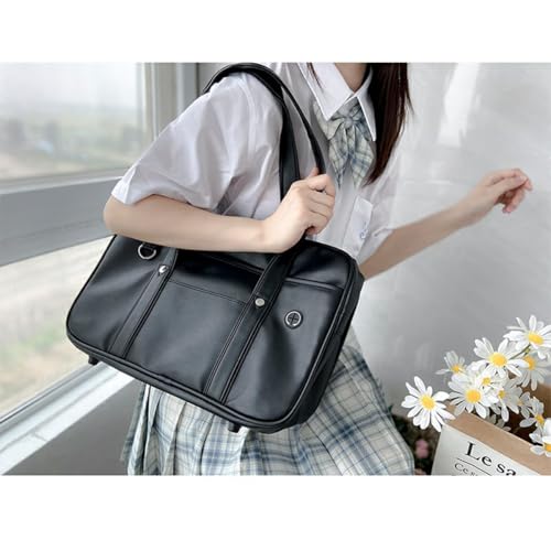 Japanese Style Shoulder Bag for Women,PU Tote with Inner Pockets,Adjustable Strap Daily Carry Purse for Outings3