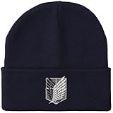 Attack On Titan Embroidered Survey Corps Logo Black Cuff Beanie