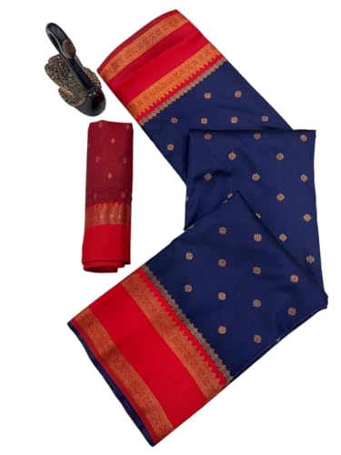 Image of Dharmavaram Pattu Paithani Saree Pure Silk Zari Weaving Floral Border Rich Pallu With Blouse Piece