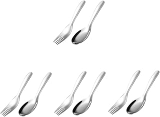 Toyvian 4 Conjuntos De Colher De Aço Inoxidável Garfo Crianças Terno Colheres De Aço Inoxidável Colheres De Serviço De Aço Inoxidável Colher De Auto Alimentação Garfo Barra De Garfo