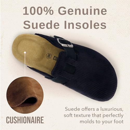 Image of CUSHIONAIRE Hana Womens Clogs | Comfortable Vegan Suede Clogs for Women | Slip On Potato Shoes with Cork Footbed & Arch Support | Memory Foam, Wide Widths Available