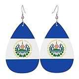 El Salvador Flag Teardrop Earrings For Women Salvadorean Lightweight Leather Dangle Earrings Patriotic Jewelry Gifts