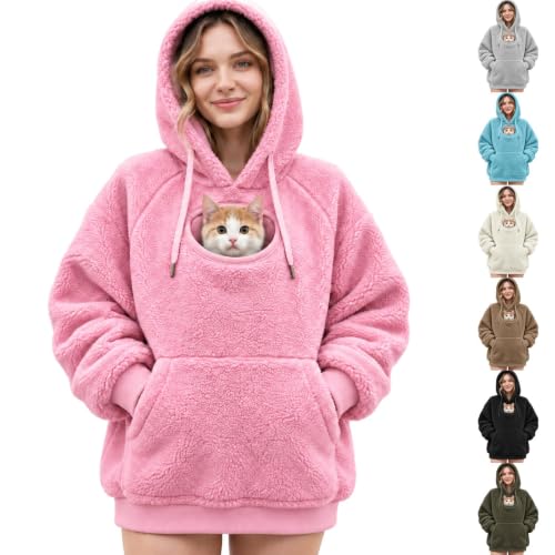 Cat Pouch Hoodies Women Hooded Oversized Fleece Plush Cute Hoodies - image 5
