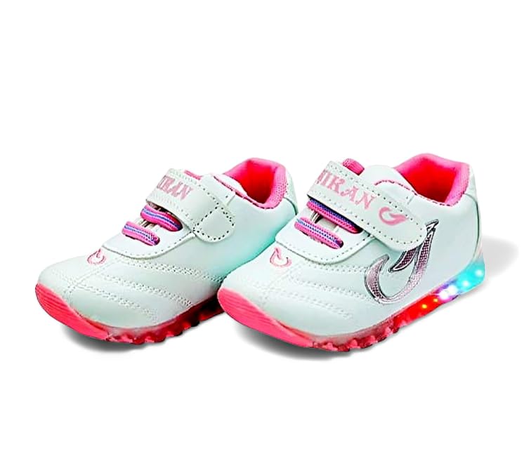 Hooh Kids unisex LED Light Synthetic Leather Shoes for Baby Boys and Girls from 0 months to upto 12 years ( Age Vs size chart in images for greater than 5 years) (Baby Pink, UK Footwear Size System, Little Kid, Age Range, Medium, 4.5 Years, 5 Years) (B0DC71L6XJ) Amazon Price History, Amazon Price Tracker