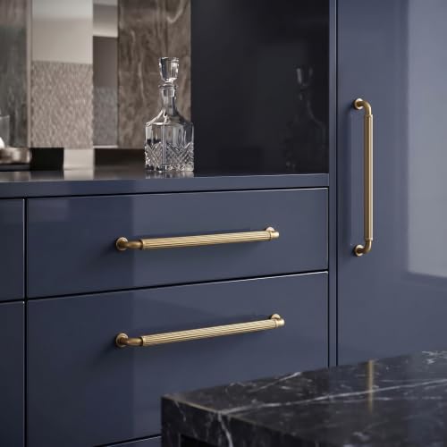 Image of Goo-Ki Champagne Bronze Cabinet Pulls Fluted 7 9 /16 in Hole Centers, 6 Pack