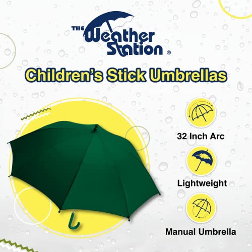 The Weather Station Children's Rain Umbrella, Manual Metal Folding Mini Umbrella, Windproof, Lightweight, And Packable For Travel, Full 30 Inch Arc, Green #TOP1