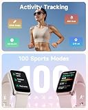 TOOBUR Zegarek fitness, nie wymaga aplikacji ani telefonu, wodoszczelny 3 ATM, monitor snu, 100 trybów sportowych, powiadomienia, krokomierz, monitor aktywności dla kobiet, różowy