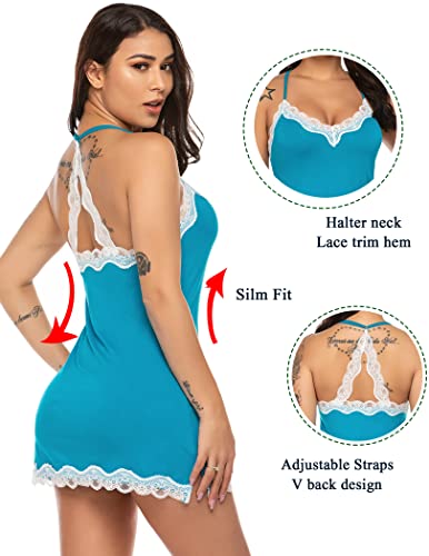 Image of Avidlove Womens Nightgown Sexy Lace Sleepwear V Neck Full Slip Chemise Lingerie Cotton Night Gowns Babydoll Sleepshirt
