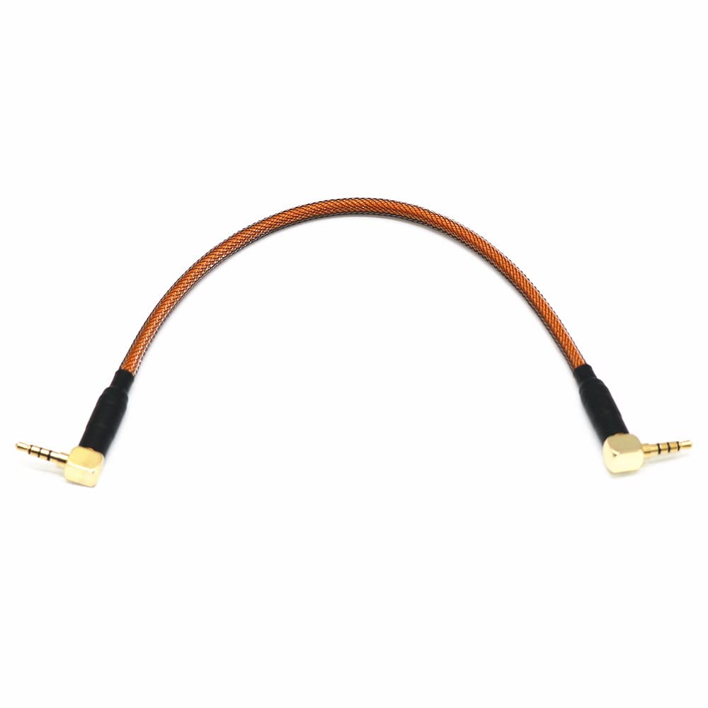 Angitu 3.5mm TRRS to TRRS Spring Coiled Cable for Split Mechanical Keyboard RODE Sc7 by VIDEOMIC GO Video Micro-Type Mics Audio Cord Angle Cables (90 to 90trrs Coil 17CM BluePink+Blue)