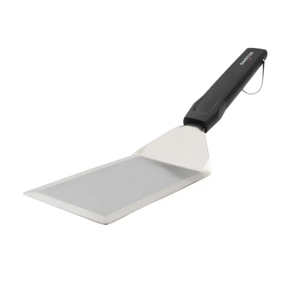 SANTOS Edelstahl Plancha Set 3-Teilig - 2 Grillspachtel, 1 Grillschaber - Plancha, Grillplatte & Teppanyaki - rutschfest - spülmaschinengeeignet