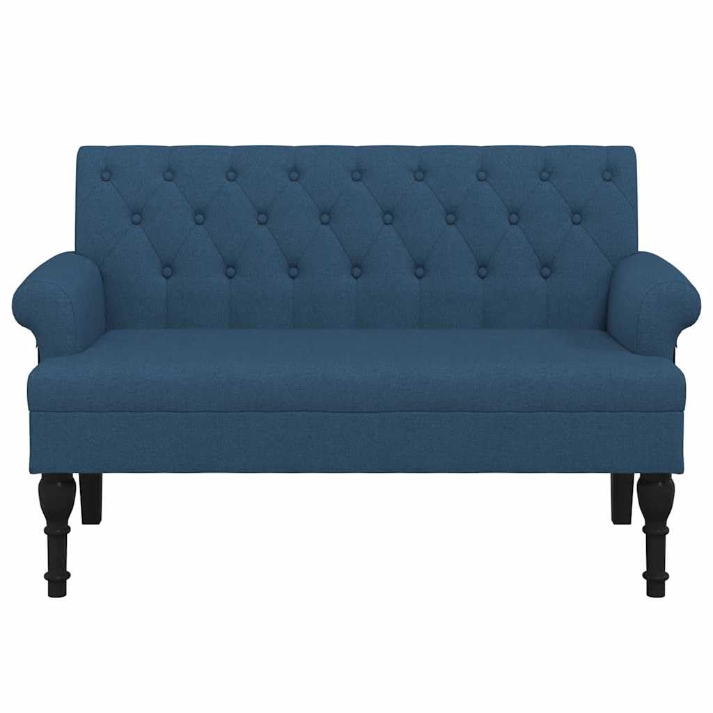 Banco con respaldo azul, 120 x 62 x 75,5 cm, tela