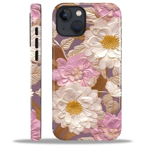 Coque iPhone 15 antichoc CARLOCA rose broderie fleurs protection hybride PC TPU