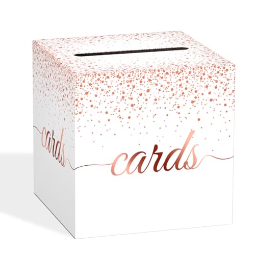 Image of Rose Gold Wedding Card Box, Gift Card Boxes for Party, Wedding, Bridal & Baby Showers, Birthday, Graduation, Engagement, Retirements, Anniversaries Party Decorations