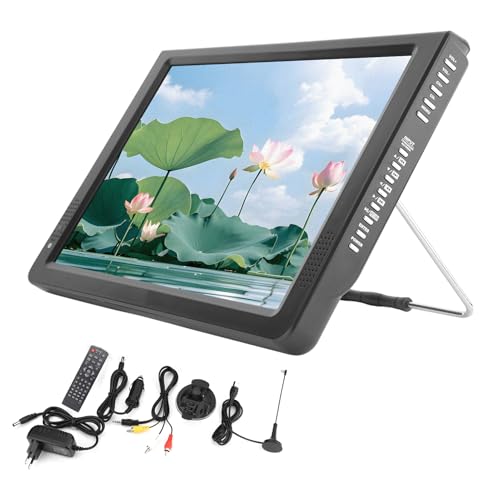 Téléviseur Portable 12 Pouces, analogique-numérique, résolution 1280 x 800, Mini-téléviseur Rechargeable avec Batterie 1500 mAh, Compatible Carte SD/USB, idéal pour la Maison, la Voiture et l'avion.
