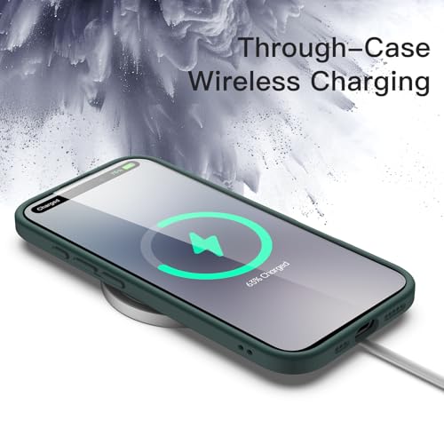 Image of JETech Case for iPhone 17 6.3-Inch, Shockproof Phone Bumper Cover, Solid Color Matte TPU Frame, Anti-Scratch Clear Back (Dark Green)