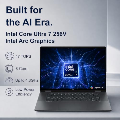 Image of HP OmniBook X Flip 16 inch 2-in-1 Laptop, Intel Ultra 7 256V, 16GB DDR5 2TB SSD | Next Gen Envy x360, FHD+ Touchscreen, Copilot+ PC, Arc 140v GPU 8GB, 1080p IR Webcam, for Creators, Designers, Win 11 Pro