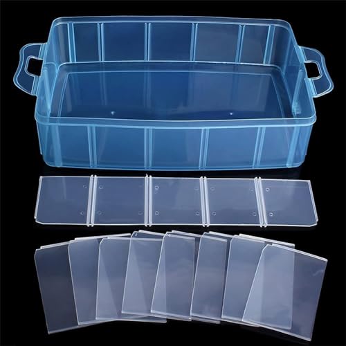 Image of 30 grid 3 layer plastic box for jewellery cells multipurpose plastic storage box with removable dividers for medicine pills, jewelry, pins, screws, cosmetics, stationery items,color-blue.