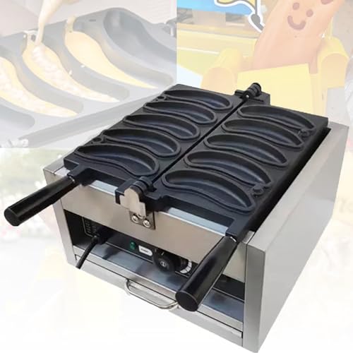 Piastra elettrica Professionale per Waffle, 2000 W con Piastre Rimovibili, 5 Pezzi a Forma di Banana, intervallo di Temperatura 50-300 Gradi, Ideale per ristoranti Fast Food.,