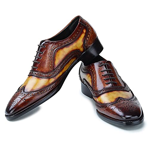 Image of Lethato Wingtip Brogue Oxford Handcrafted Men's Genuine Leather Lace up Dress Shoes
