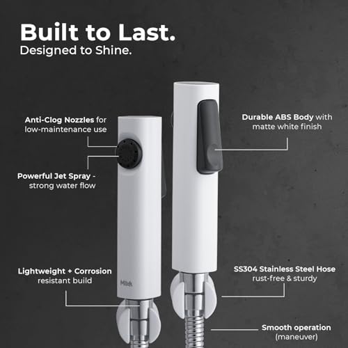 Image of Mila Health Faucet Jetspee | ABS White Handheld Bidet Spray| Modern Jet Spray for Toilet Hygiene | Anti-Slip Grip, Leak-Free, Easy Install | Bathroom Fitting