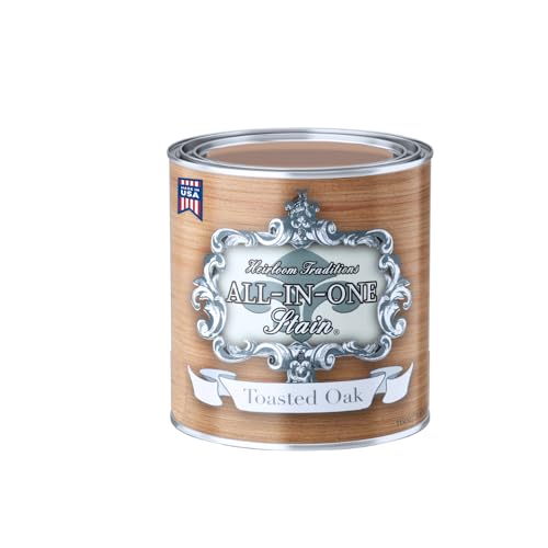 All-in-ONE Gel Stain, Toasted Oak (Faux raw Wood), Pint - No Sanding or Sealer Needed, Oil Based for Interior/Exterior use