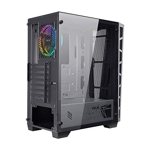 Noua Diamond C7 Black Case ATX per PC Gaming 0.55MM SPCC 3*USB3.0/2.0 Ventola Dual Halo RGB Addressable 5V e Strip LED ADD-RGB Front ABS/Mesh Pannello Laterale Vetro Temperato (AxPxL: 462x385x210 mm)