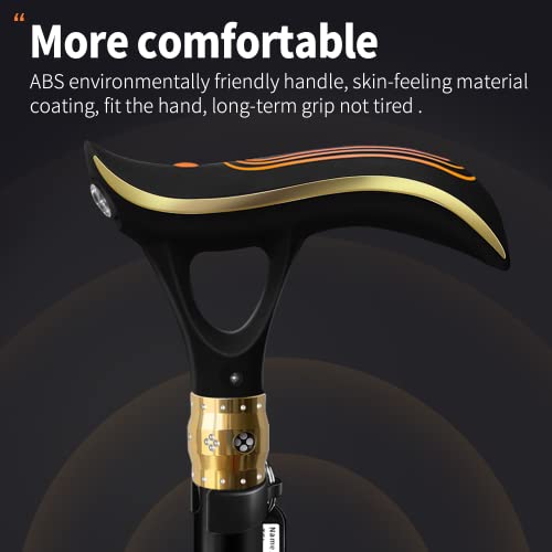 ispuoocti Smart Alarm Walking Cane for Men and Women with Light, Pivoting Base Design, Telescopic Adjustable Walking Sticks for Seniors with Comfortable Handle, USB Direct Charging, with Travel Bag