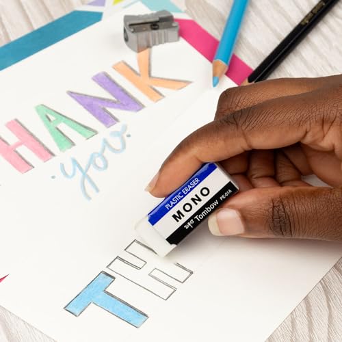 Image of Tombow 57321 MONO Eraser, White, Small, 5-Pack. Cleanly Removes Marks