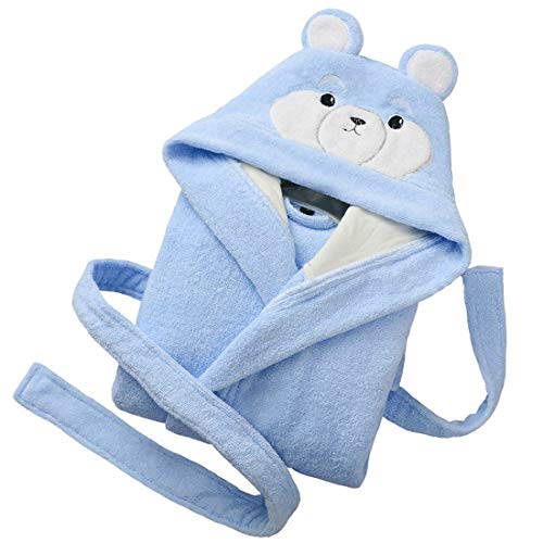 Kids Cotton Terry Robe Boys Girls Bathrobe Long Sleeve Hoodie Animal Pajamas3