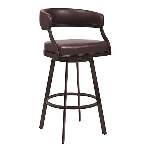 Armen Living Dione Butaco Alto 30" en Auburn Bay y Cuero Sintético Marrón miniatura 1