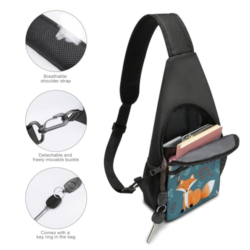 Bolso bandolera deportivo con patrón de zorro caricatura miniatura 4