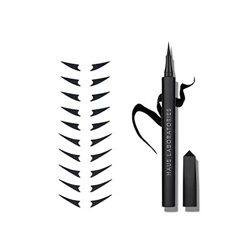 HAUS LABORATORIES By Lady Gaga: EYE ARMOR KIT | Black Liquid Eyeliner Pen and Wingtips Sticker, Flexible & Precise Felt-Tip for Longwearing Winged Eyeliner Look, Vegan & Cruelty-Free | 2-Piece Set