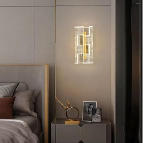 Image of Glowave Golden Acrylic Light Spiral Design Wall Lamp Light for Living Room Bedroom Bedside - Tricolour (White, Warm White, Natural White) (C54)