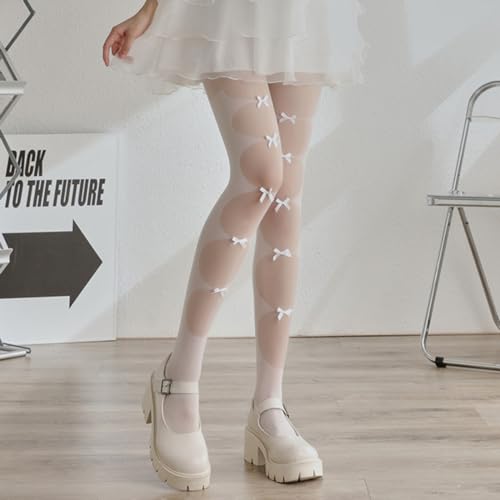 Image of Y2K Patterned Sheer Tights for Women Gothic Punk Thigh High Pantyhose Harajuku Lolita Bandage Fishnet Stockings
