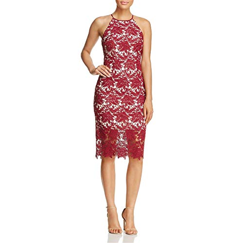 Keepsake the Label Damen True Love Neckholder Lace Midi Etuikleid, Beere, M
