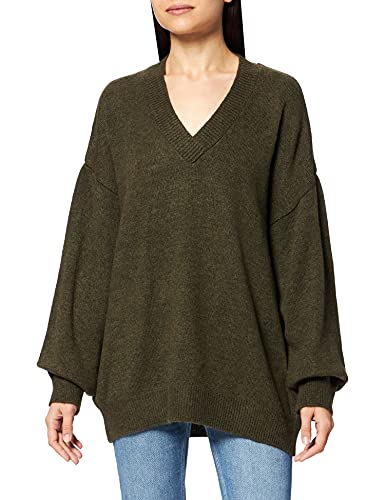 NA-KD Suéter de Punto con Cuello en V pulóver, Verde, 3XL para Mujer Cover