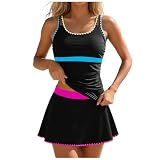 Bañadores Mujer 2 Piezas Tankini Conjunto de Bikini Top y Falda Elegantes Control de Barriga Cintura Alta Bañador Mujer Reductor Barriga Moda Tankini para Playa Piscina Fiestas Verano Vacaciones