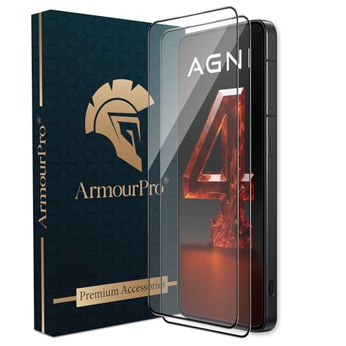 Image of ArmourPro Military Grade Gorilla Tempered Glass for Lava Agni 4 5G (6.78 Inch) With Easy Installation Kit | Edge-To-Edge Protector Coverage | Black, Pack of 2