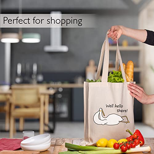 Minimalist Well Hello There Canvas Stylish Canvas Tote Bag By Hifive - Reusable Aesthetic Grocery Bags - Unique Cute Tote Bags Gift For Girls & Women #TOP2