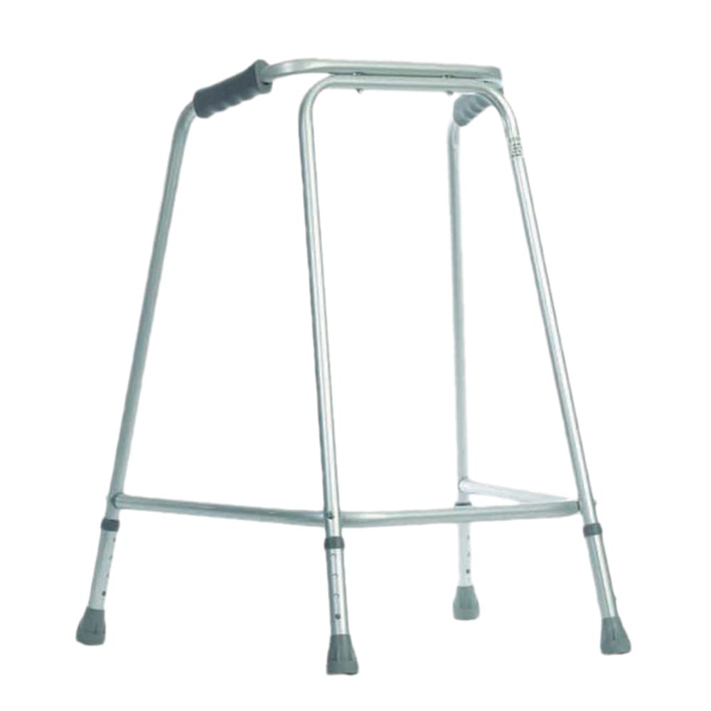 Lekka aluminiowa rama do chodzenia - regulowana wysokość 770-870 mm, średnia - antypoślizgowe gumowe tulejki - pomoc w rehabilitacji - ergonomiczne uchwyty - 180 kg (28 kamieni) limit wagowy