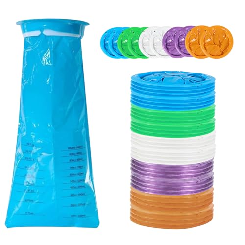 Lot de 50 Sac Vomissement Voiture avec Anneau et Embout, 1000ml Sacs à Vomi Haute Densité, Pratiques et Étanches, pour Voiture, Voyage, Femmes Enceintes, Nausées de Voyage, Urgences
