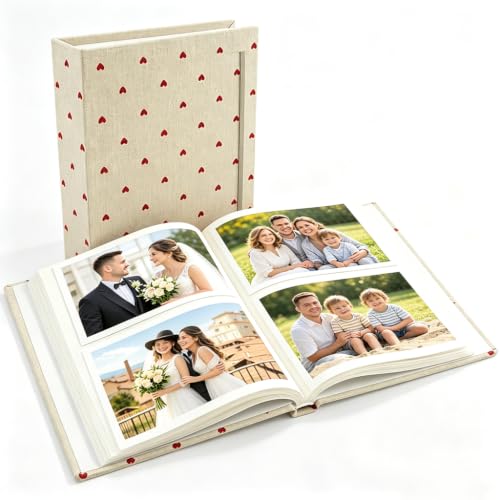 Image of HASTHIP Photo Album Mini Linen Cover Scrapbook Album for Family