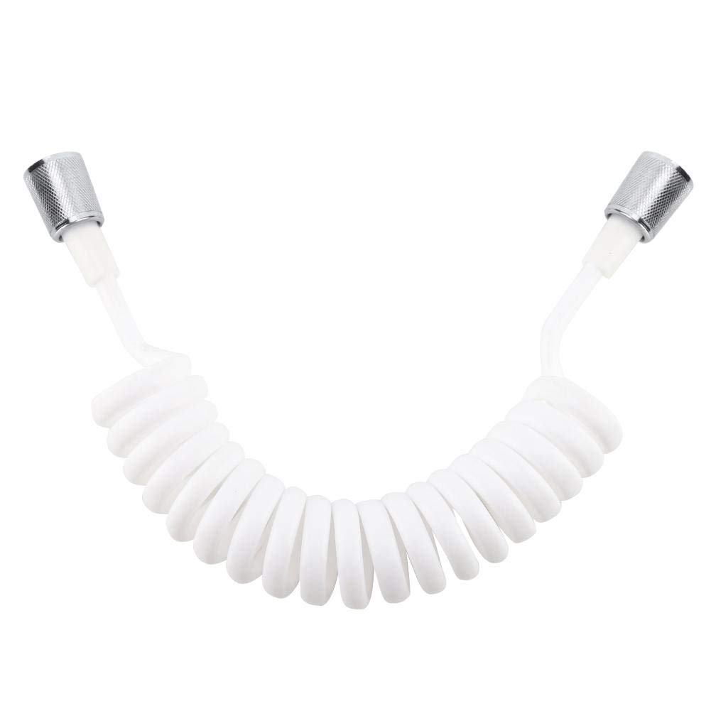 Taidda White Flexible Tube, Abs Flexible Telescopic Shower Hose 2M Bidet Hose For Hand Wash Water Plumbing Toilet Bidet Sprayer Gun Bathroom Spiral Flexible Shower Hose,