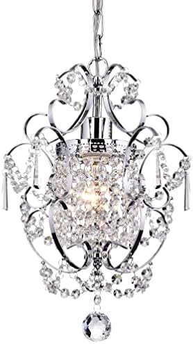 PAPAYA Crystal Mini Chandelier Lighting 1 Light Chrome Chandeliers Iron Ceiling Light Fixture…