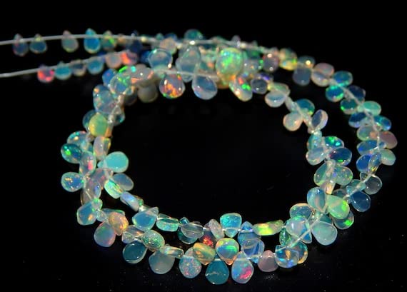 Perles opale d'Éthiopie de LKBEADS forme goutte lisse briolette pour création bijoux DIY