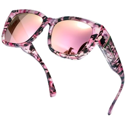 Image of SIPHEW Fit Over Glasses for Women&Men - Mirrored Sunglasses Polarized | Trendy Large Square w UV400 Protection,Oversized,Lightweight Frame For All-Day Comfort,Driving,Outdoors