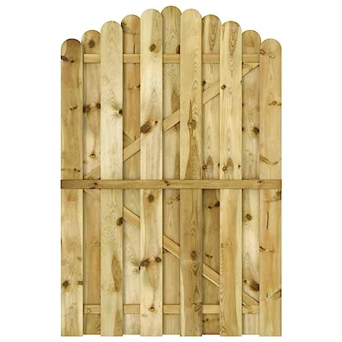 vidaXL Portail de Jardin, Barrière de Sécurité, Portillon avec Clous, Porte de Patio Terrasse Extérieur, Bois Pin Imprégné 100x150 cm